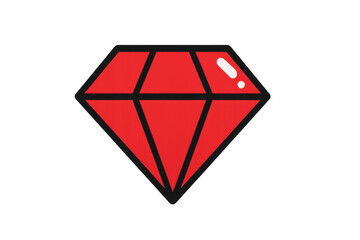 Ruby diamond gem icon illustration symbolizing wealth, luxury, and precious value on a transparent background