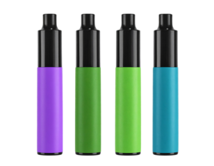 Four colors of electronic cigarettes with black plastic sticks, a simple design in pu