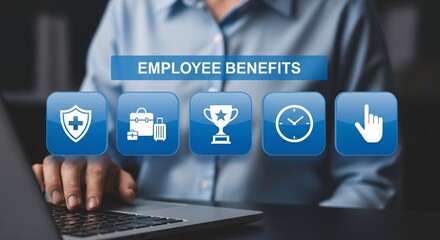 Employee benefits program perks compensation package health insurance time off rewards and recognition on transparent background