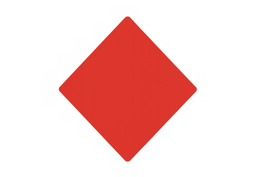Red diamond playing card suit symbol on transparent background representing casino, game, and gambling concepts