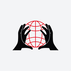 Minimalist Global Support Hands Logo Design