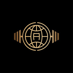 Global Fitness Barbell Logo Design Illustration