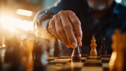 Strategic chess move under dramatic light—focus, calculation and leadership in a single decisive moment, perfect for business metaphors, competition themes and smart decision‑making visuals