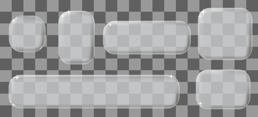 3d Y2K White Glass Frames UI UX elements. Vector set of Translucent geometric billboards for decoration and covering. Modern and sleek design suitable for websites and user interfaces.