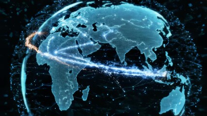 Digital Earth Globe Spins With Data Connections and Global Network - Powered by Adobe