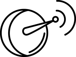 Satellite Disch Vector Icon with Signal Waves - Black Line SVG