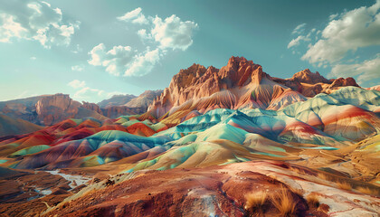 Vibrant Rainbow Mountains Landscape Colorful Geopark Vista Natures Layers