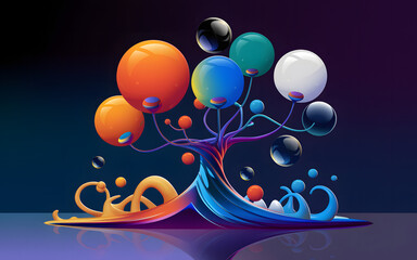 Colorful Sphere Tree Abstract Isolated Background Creative Expression
