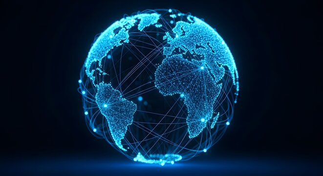 Global network technology concept digital world connection data communication system