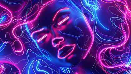 Cybernetic Glow Stream Futuristic Neon Lines  Digital Particles