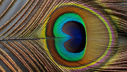 Obraz premium Ornamental Peacock Feather Iridescent Shimmer Detail Shot
