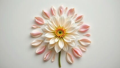 Beautiful White Flower Arrangement with Petals on a Light Background for Nature and Aesthetic Concepts