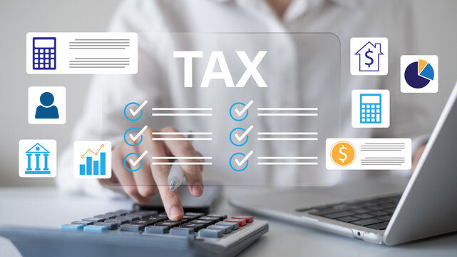 Tax vat online payment accounting financial adviser banking economy budget planning business government refund deadline service concept - Powered by Adobe