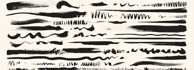 Collezione di pennellate e tratti di pennello in stile acquerello, perfetti per design grafici e artistici.