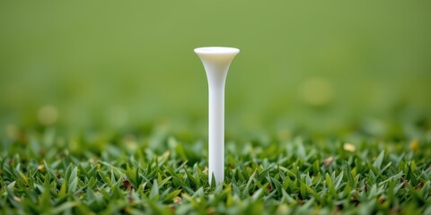 Golf tee on grass, ready for a perfect shot in the game.