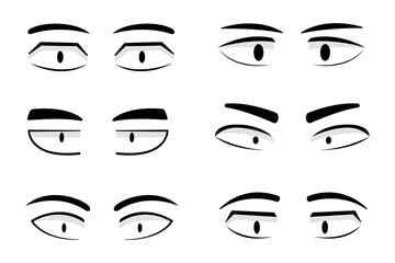 Anime eyes for facial expression, cartoon, element, mood and man