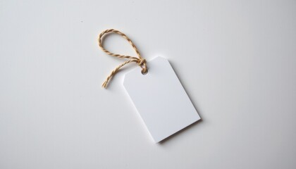 Blank tag with string on a neutral background for labeling purposes.