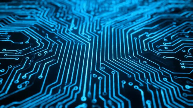 Blue circuit board pattern for technology background, representing computer and innovation.