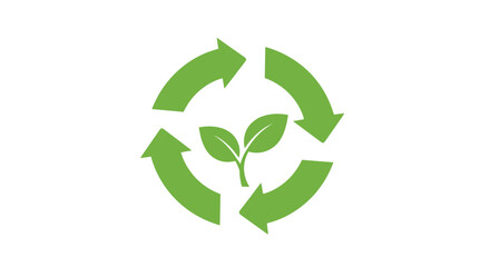Obraz premium Recycling symbol with a green plant in the center indicating a focus on environmental sustainability and eco-friendly practices.