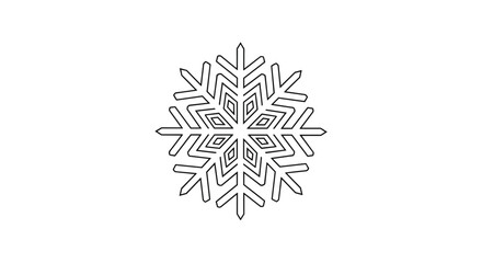 A beautifully intricate single line art snowflake design showcasing its unique geometric patterns and delicate crystalline structure.