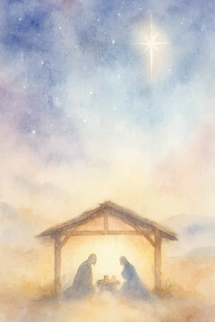 holy night watercolor illustration art