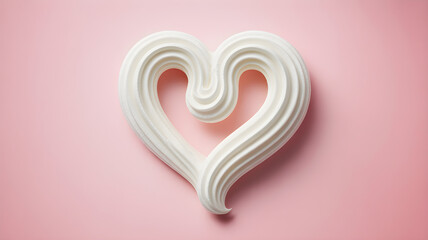 White whipped cream decorating sweet heart shape
