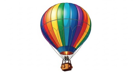 Naklejka premium Vibrant Rainbow Hot Air Balloon Illustration, Colorful, Sky, Travel