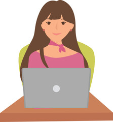 Working on Laptop illustration.