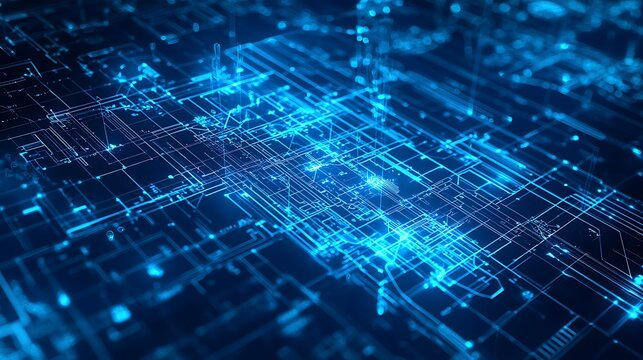 Futuristic blueprint diagram showing layered lines and architectural progression picture