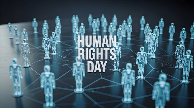Celebrate human rights day with unity and connection in a digital age concept