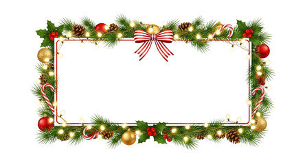 christmas frame with fir branches and balls