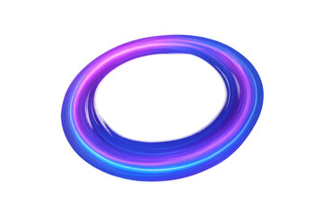 Abstract glowing neon ring creating dynamic light trail in vibrant purple and blue energy vortex on transparent background