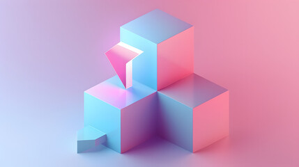 Fototapeta premium 3d Isometric Pastel gradient icon cube blocks