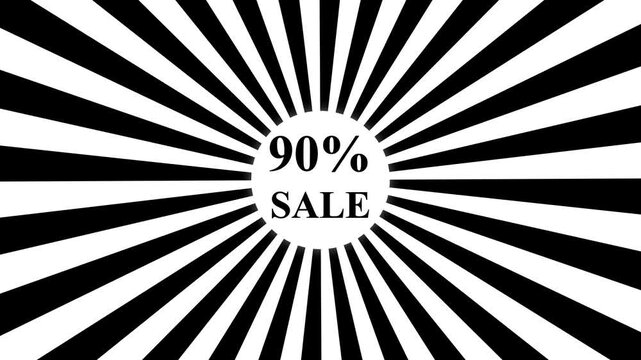 Comic retro background. Sunburst, radial, sunlight, 90 ,SALE ,circus, stripe background rotation Fantastic tunnel, .Abstract tunnel .Wallpaper with black and white shapes.4k animation video.....