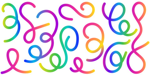 Obraz premium Vibrant rainbow gradient swirling lines on a white background