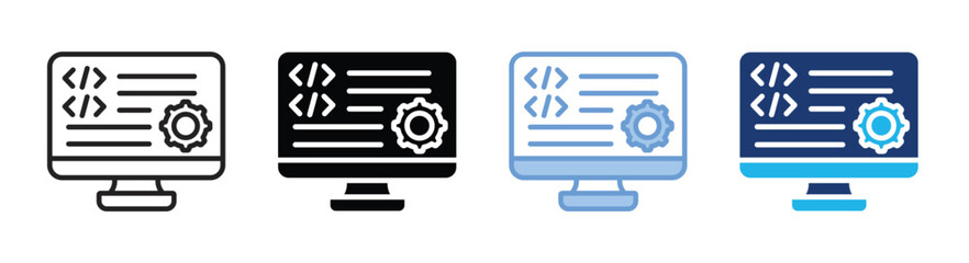 Coding icon set multiple style collection