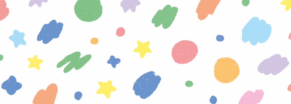 Sfondo colorato con forme astratte e stelle, un design giocoso e moderno per ogni progetto creativo.