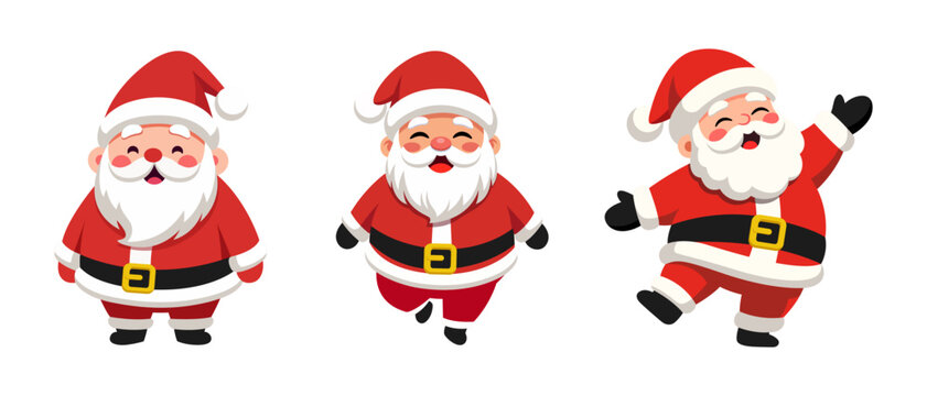 Set of Cute Santa clause in different pose vector illustration for Christmas festival 
