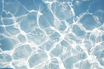 Abstract Water Surface Background with Sunlight Reflections. Tranquil Summer Day: Overhead View of a Swimming Pool Water
