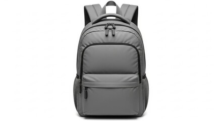 Fototapeta premium Modern Grey Backpack Isolated on White Background, Bag, Gray, Travel