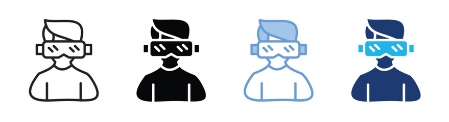 Virtual reality icon set multiple style collection