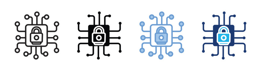 Cyber security icon set multiple style collection
