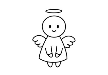 Simple Cute Angel Character in Doodle Style