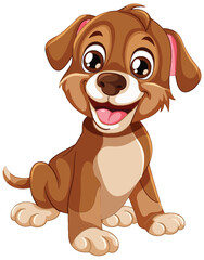 Happy Brown Dog Character Illustration

