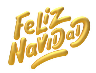 Feliz Navidad gold 3D festive lettering text
