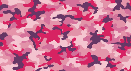 Modern fashion camo background with vibrant pink tones, Feminine and bold military style camouflage print, Girly camouflage texture wallpaper for youth apparel © MR.DEEN