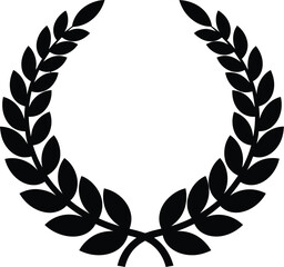Simple black and white illustration of a laurel wreath design element