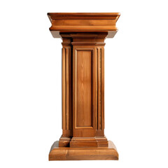 Obraz premium Elegant Wooden Pedestal Stand on Black Background Display Art Sculpture Furniture Showcase Classic