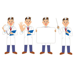 医者の診断、ホワイトボード、説明の前身ポーズ