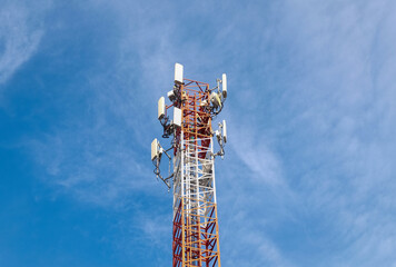 telecommunication tower with antennas